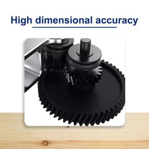 Heavy Duty 405Nm UV Curing Resin Engineered For Real World Stress Rocks Solid Toughness With Crisp Texturing And Weather Resistant Finish Built To Take A Beating On Functional Parts One Kg Jug, close-up of black gears showcasing dimensional accuracy.