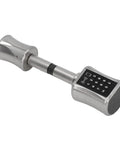 5 In 1 Smart Door Lock For Wooden Doors Offers Dope Keyless Entry With App And Bluetooth Tech To Secure Your Pad Featuring Password And RF Card Access And Magnetic Key Support Plus Emergency Power Interface For No Sweat Unlocking And Peak Home Security - Silver smart lock with keypad and Bluetooth features, designed for wooden doors.