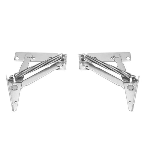 Pair Of Kickass 80 Degree Scissor Hinges For Cabinet Doors And Sofas With Spring Loaded Folding Support, heavy-duty metal design.