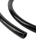 Close-up of black fuel hose from Universal 3/8 Inch Boat Fuel Line Assembly Kit with Primer Bulb and Steel Hose Clamps Dual Check Valves