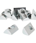 Heavy Duty Rock Solid Roll In T Nut With Ball Spring 10 Pack 5/16-18 Thread Steel T Slot Fastener For Aluminum Extrusion Premium Hardware Quick Swap Setup - Zinc-plated steel t-nuts in a display.