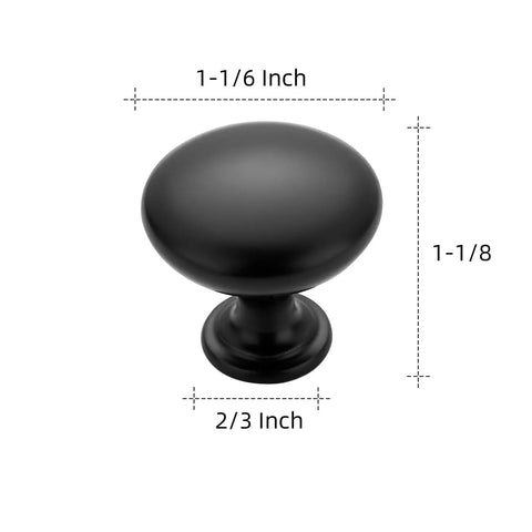60 Pack Matte Black Zinc Kitchen Cabinet Knobs And Drawer Pulls For Dressers Euro Style Hardware Upgrade round knob with dimensions