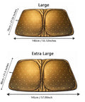 Custom Fit Windshield Sunshade For Gmc Hummer Ev 2022 To 2026, showing large and extra large sizes with dimensions.