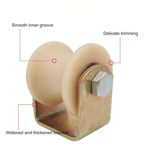 Built Tough Heavy Duty Nylon Arc Groove Pulley Wheels Two Pack with smooth inner groove and thickened bracket for garage door setup
