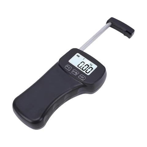 Pocket Powerhouse 11 lb Digital Force Gauge With Bright Backlit Display Handheld Push Pull Tester in black with LCD display.