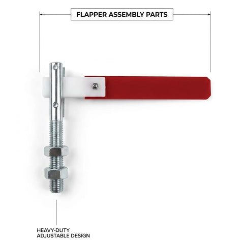 Plug And Play Prize Wheel Flapper Assembly Kit Featuring Heavy Duty Bolt Hardware And Vibrant Red White Clicker Stopper For 24 And 36 Inch Carnival Game DIY Fix, showing adjustable design.