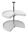 24 Inch Kidney Dual Tier Lazy Susan Slick Rotation Swivel Tray For Corner Base Cabinets Polymer Construction with dual shelves.