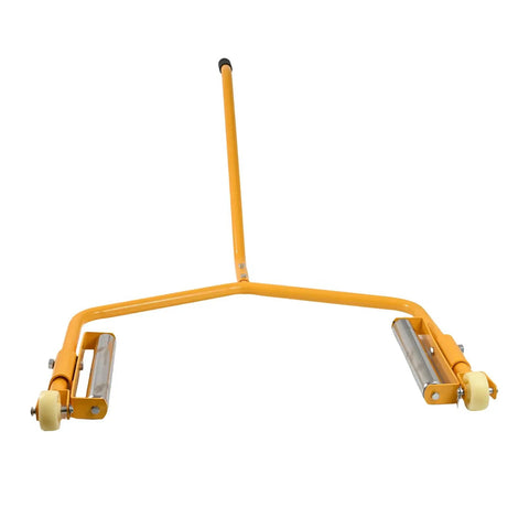 Heavy Duty Tire Wheel Dolly Rated For 275 Lbs Capacity Rolls Wide Truck Tires Like A Dream Ergonomic Handle For Zero Hassle Moves Sturdy Rolling Platform For Pro Garage Workflows Yellow Color, showing yellow dolly with swivel rollers.