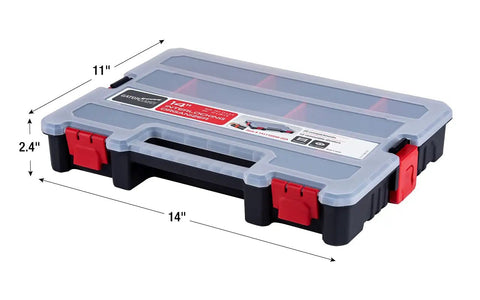 Large storage box from 7 Pack Organizer Set with Removable Dividers and Multi Size Storage Boxes for Hardware Screws Craft Beads
