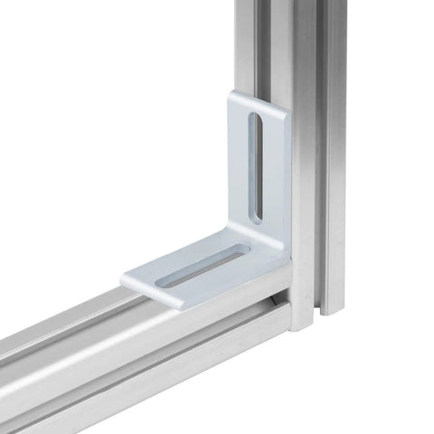 6 Pack 4040 T-Slot Aluminum Inside L Shape Corner Connectors, Heavy Duty M8 Bolt Mounts With Anodized Silver Finish, close-up view.