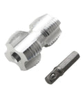 Heavy Duty Metal Pvc Pipe Threader Kit With Four And Six Point Dies For 20Mm And 26Mm Lines showing threading die and attachment.