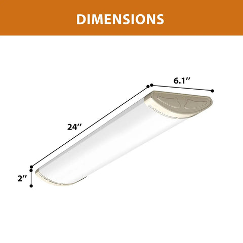 Dimmable 2 Foot LED Flush Mount Ceiling Light 20W 2200lm Cool White 4000K Kitchen Fixture Four Pack dimensions