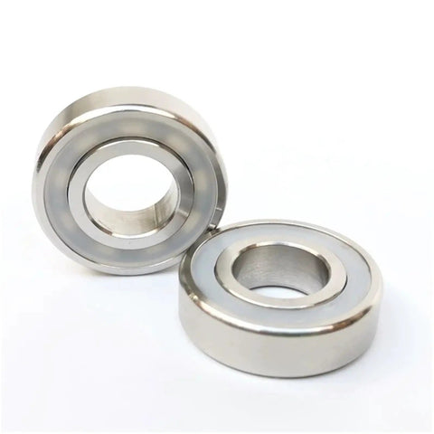 Premium 316 Stainless Steel Deep Groove Ball Bearing 75X160X37 Millimeters, shiny finish, showing two bearings.