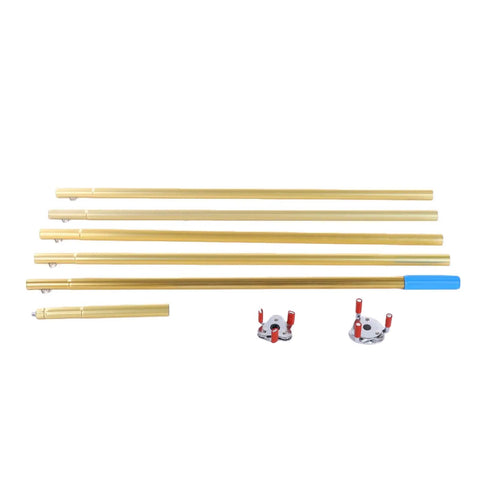 Smoke Detector Removal Tool With Telescoping Extension Pole For High Ceilings And Vaulted Spaces crafted with golden rods and clamps.