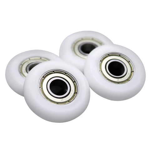 Slick Rolling 10x40x10mm Bearing Pulley With 6000ZZ Spherical Roller Nylon And Rubber Wheels Heavy Duty 4 Pack, white wheels.