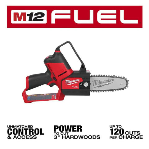 Cordless Pruning Saw 12V Six Inch Blade Model 2527-20 for quick branch trimming, lightweight one hand tool, red design.