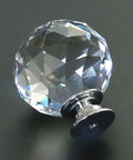 Premium Quality Slick Modern Cabinet Knobs With Silver Chrome And Glass Crystal Diamond Head Details, round crystal knob, 1.5 inches.