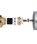 Premium Raw Sea Water Pump Replacement Featuring Rock Solid Nsk Bearing And Heavy Duty Impeller, disassembled view components.