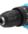 Close-up of Rock Solid 25V Cordless Drill Driver chuck showing robust design for secure bit grip and usage.