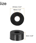 Heavy Duty Rubber Spacers 48 Pack 13mm OD 5mm ID 6mm Thick Anti Vibration Damping Pads showing size details and dimensions.