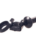 Precision Heavy Duty M6 Cage Nut Kit With Screws And Protective Washers For Server Rack Mounting showing a black screw and washer.
