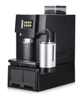 Smooth Operator Automatic Bean To Cup Coffee Maker Featuring A Slick Color Touch Display And Hassle Free Self Cleaning Cycle For Pro Level Continuous Brewing At Office Or Home, black finish with silver components.