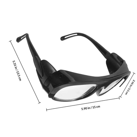 Tough As Nails Heavy Duty Welding Goggles Six Pack Plastic Safety Glasses showing black frame and clear lenses at 5.90 in size.