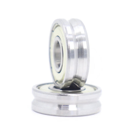 Top Notch Sealed V Groove Ball Bearings 4 Pack 8 X 22 X 7 mm Hardened Steel Pulley Wheel Rollers stacked for smooth tracking.