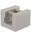 Heavy Duty Aluminum Standing Seam Clamps Four Pack With Stainless Steel Screws No Sweat Rigging Tough As Nails Solar Panel Roof Brackets Ready To Roll Install Done close-up of clamp with threaded screws.
