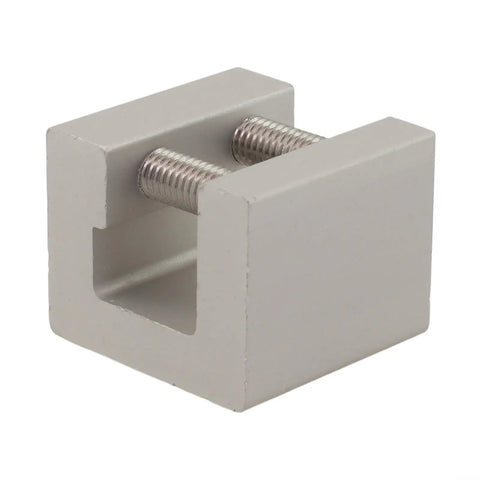 Heavy Duty Aluminum Standing Seam Clamps Four Pack With Stainless Steel Screws No Sweat Rigging Tough As Nails Solar Panel Roof Brackets Ready To Roll Install Done close-up of clamp with threaded screws.