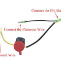Red On Off Engine Stop Switch 0G9911 with wires labeled for connection, compatible with Champion Predator Firman Briggs Honda GX160-GX390.