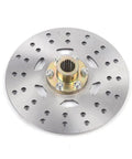 Close-up of a brake disc from the Beefed Up 740mm Go Kart Rear Live Axle Kit With Brake Assembly And T8F 58T Chain Sprocket.