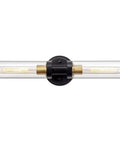 Industrial Modern Bathroom Wall Sconces With Clear Glass Tubes, 2 Light Vanity Lighting For Mirror, Hallway Or Living Room, Black Brushed Brass Finish, E26 Bulbs Not Included, horizontal view.