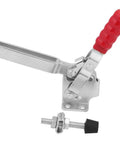 Vertical Toggle Clamp 500 Lbs Holding Power With Arrow Storage Case, Galvanized Hand Tool For Woodworking Jigs Fixtures Welding Drill Press And Crosscut Sled Setups, red handle