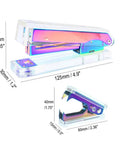 Clear Rainbow Acrylic Stapler And Staples Remover Set For Your Desk Stainless Steel Rod Sleek Executive Style Durable ABS