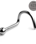 Top Shelf Grade 23 Titanium Nose Stud Screw For 18 Gauge Facial Piercing Antiallergic Body Jewelry with smooth ball end.