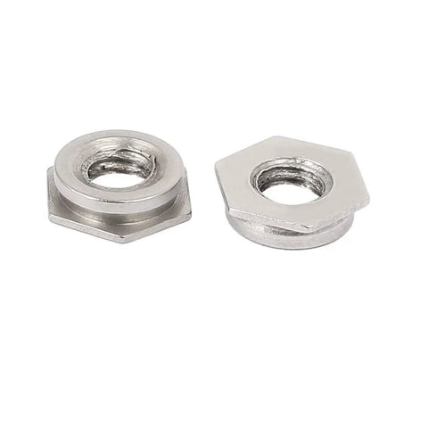 Garage Grade 304 Stainless Steel Self Clinching Flush Nut M4 Hex Head Hardware Bundle 25 Count showing two flush nuts.