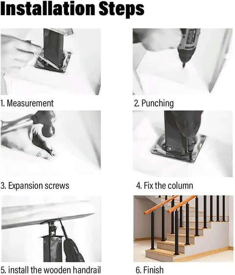 Installation steps for Top Shelf Side Mount Stair Railing Posts and Dead Simple Setup Deck Balusters system with wood handrail.