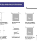 Easy assembly instructions for Premium Heavy Duty Garden Flag Holder Stand With Rugged All Weather Metal Flagpole And Secure Clip Included.