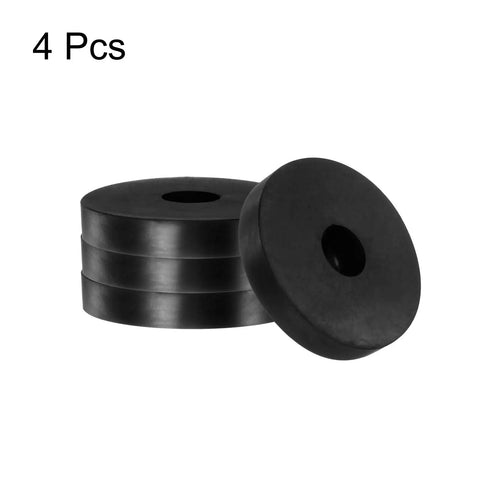 Tough As Nails Rubber Spacers 60 mm Outer By 15 mm Inner With 10 mm Anti Vibration Bushings Grommets stacked as four black rubber mounts.