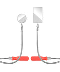 Two Pack Pro Grade Flexible Inspection Mirror Set With 360 Degree Rotation Bendable Square And Circular Mirrors In Red Handles