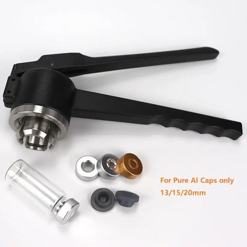 Killer Hand Crimping Tool For 15mm Glass Vials Aluminum Cap Sealer Slick Bottle Capper with aluminum caps and vials