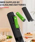 Image of Handheld Milk Frother Cordless Electric Foam Maker With Stainless Steel Whisk Froths In 15 Seconds Quiet Drink Mixer, showing battery compartment