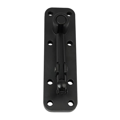 Built Tough Heavy Duty Black Invisible Door Hinges Featuring A Game Changing Rock Solid 360 Degree Swivel For Big Time Renovations and Top Shelf Hidden Pivot Hardware, on a smooth black surface.