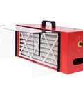 725 CFM Built Tough Tabletop Dust Collector And Benchtop Air Cleaner With HEPA Carbon Filter showing filter access panel and power outlets.