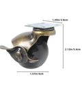 Premium Antique Bronze Furniture Casters Replacement Set of 8 Heavy Duty Locking Wheels for Desks and Chairs, side view with dimensions.