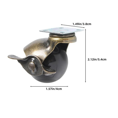 Premium Antique Bronze Furniture Casters Replacement Set of 8 Heavy Duty Locking Wheels for Desks and Chairs, side view with dimensions.