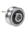 Top Tier SG35 U Groove Track Guide Bearing With 12 mm Bore And 42 mm Outer Diameter Hella Smooth Pulley Wheel for Linear Motion showing 19mm thickness.