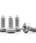 Rock Solid Titanium Gr2 Phillips Pan Head Self Tapping Screws M3 M4 M5 M6 showing four screws with corrosion resistant finish.