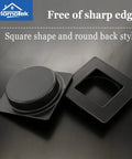 Black Stainless Steel Flush Handles For Sliding Closet Doors Square Recessed Finger Pulls with round back, set on dark surface